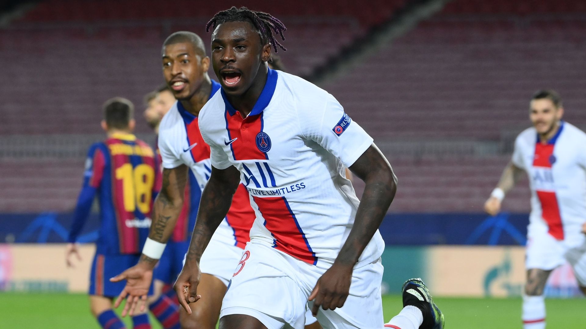Kean celebrating Barcelona PSG