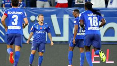 جيوفينكو يحتفل بهدفه في مرمى ضمك