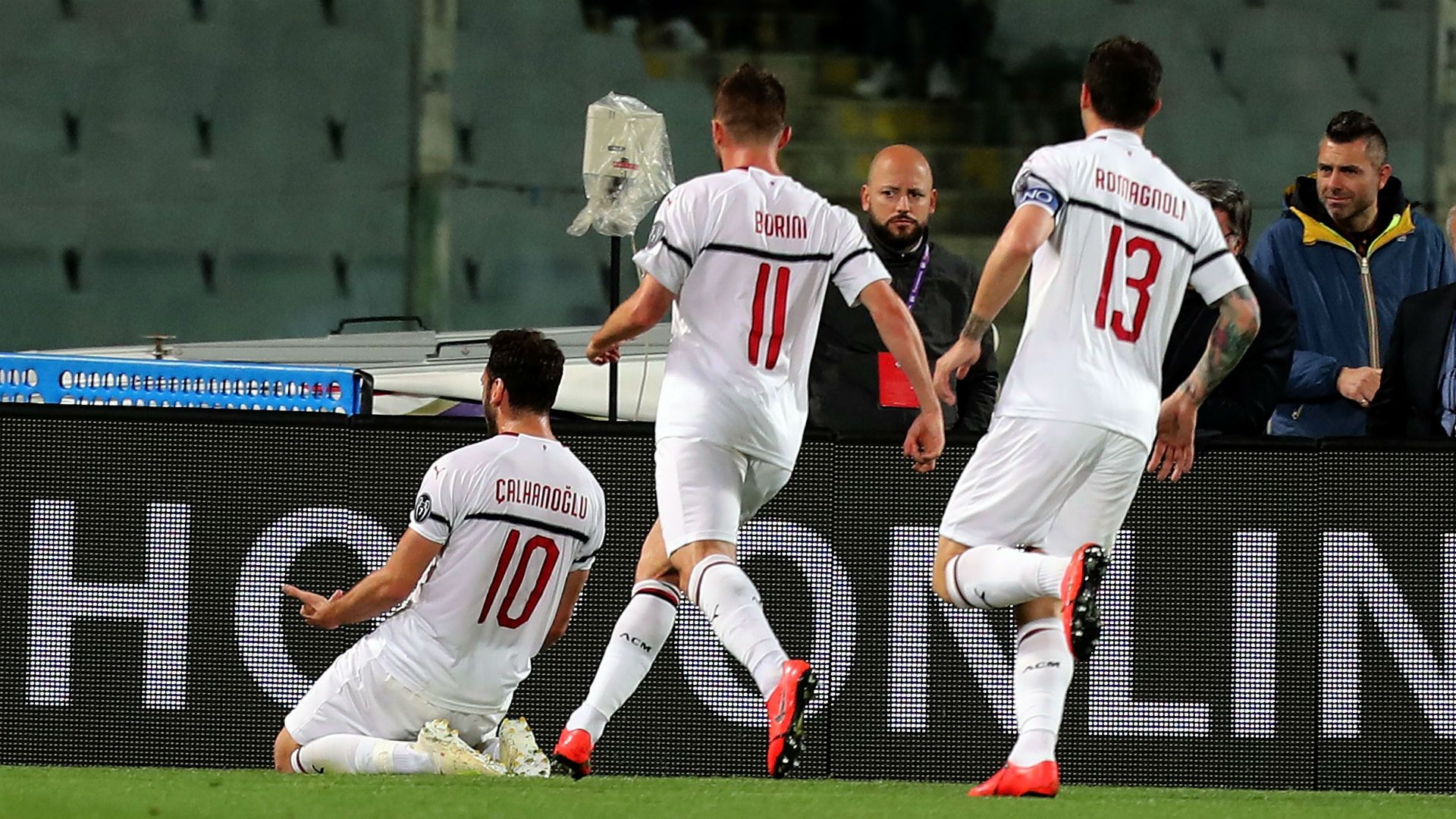 Milan celebrating Fiorentina Milan Serie A