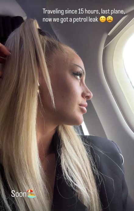 Alisha Lehmann flight delay fuel leak
