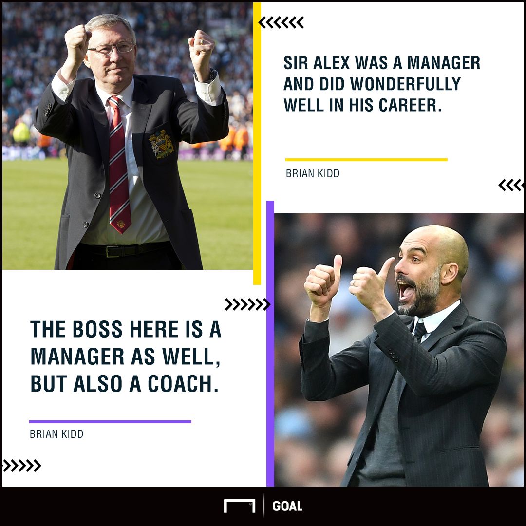 Pep Guardiola Alex Ferguson Brian Kidd coach and manager