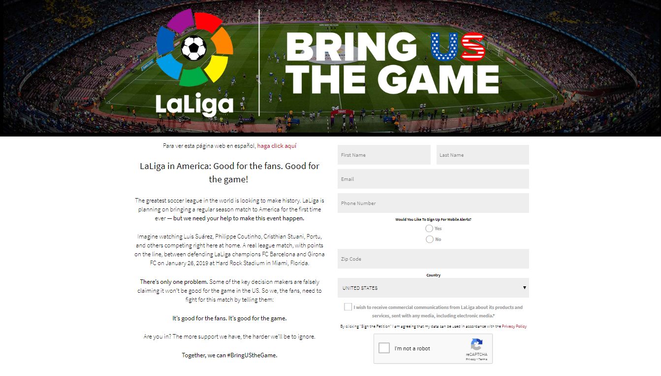 La Liga Bring us the game petition