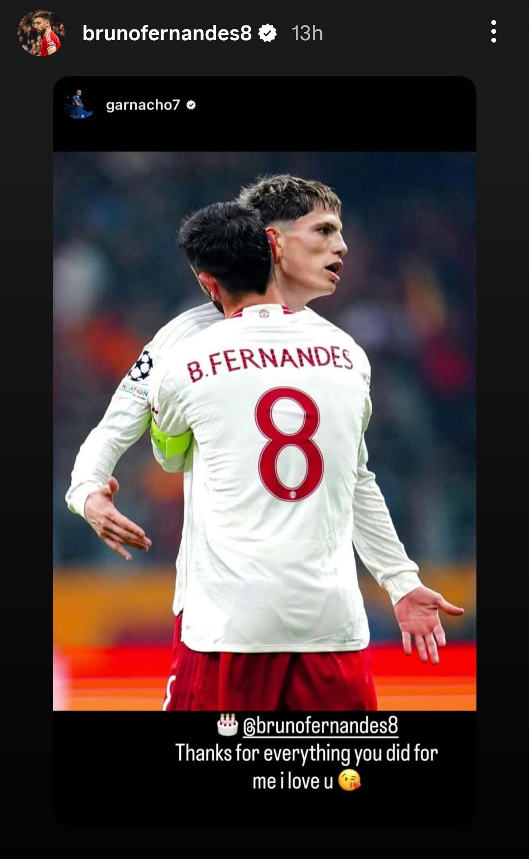 Alejandro Garnacho wish Bruno Fernandes