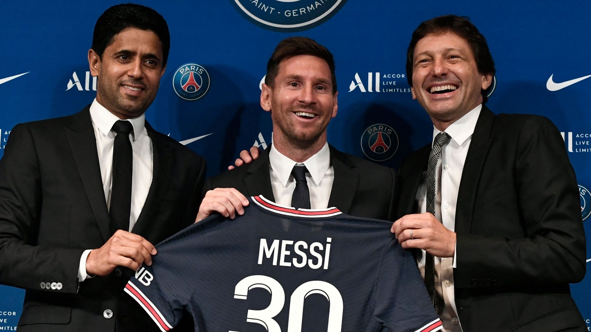 Nasser Al-Khelaifi, Lionel Messi, Leonardo