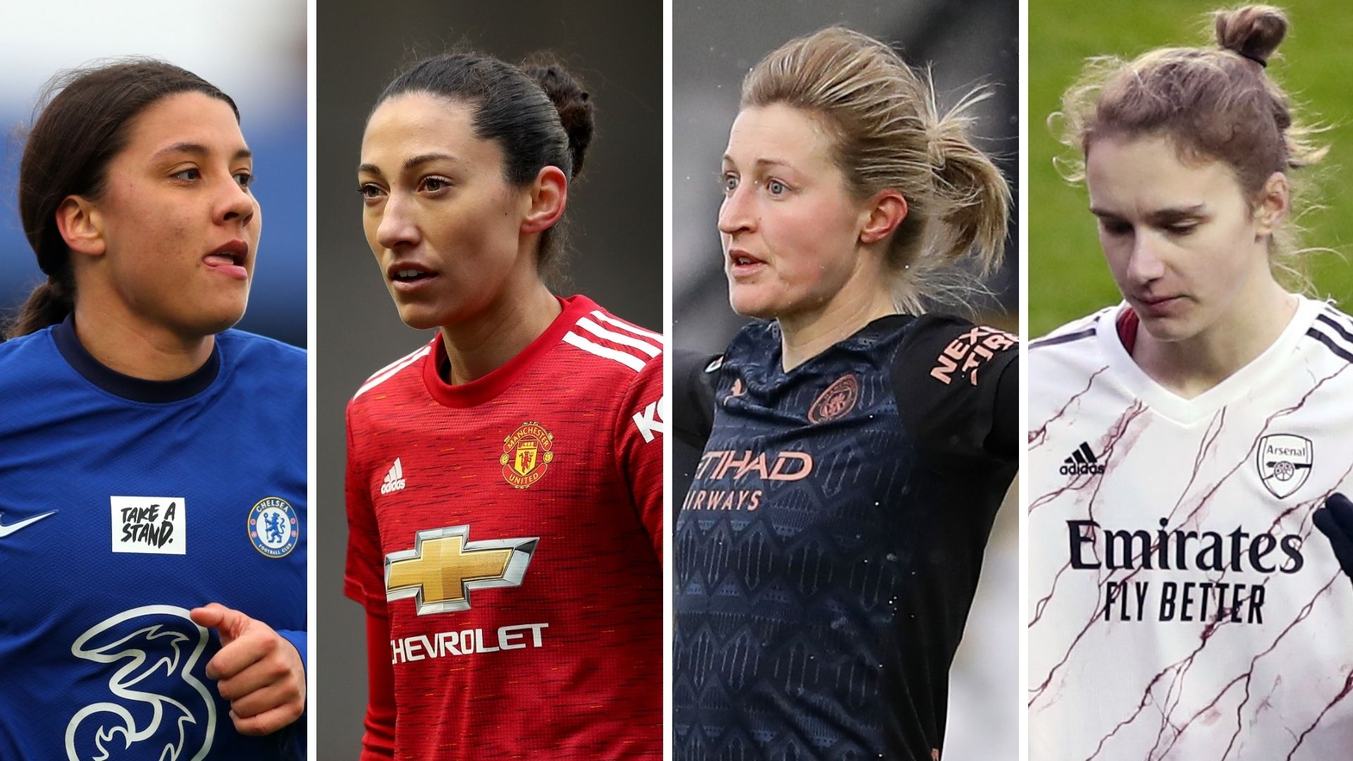 Sam Kerr Christen Press Ellen White Vivianne Miedema split