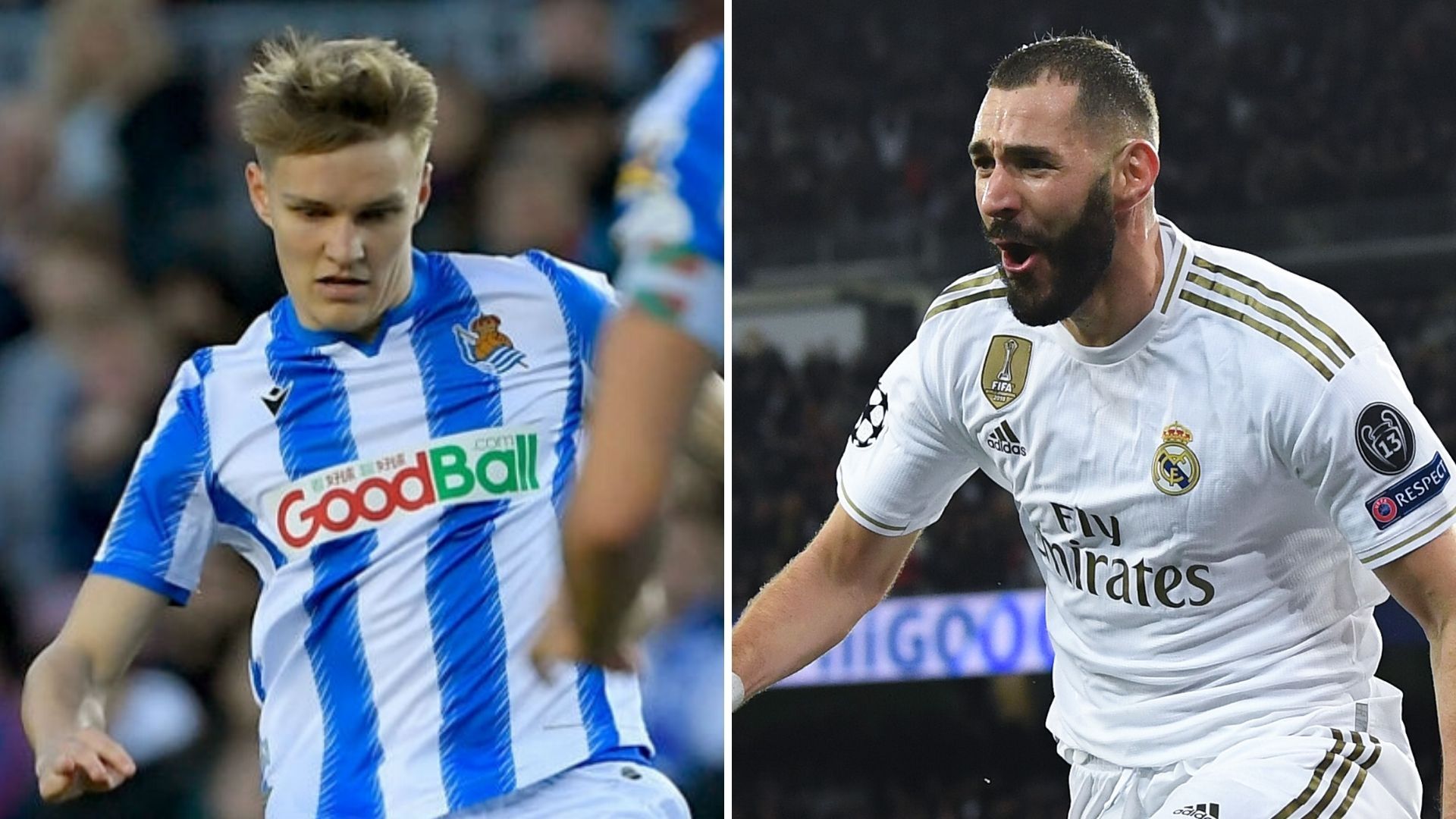 Odegaard y Benzema, Real Sociedad-Real Madrid