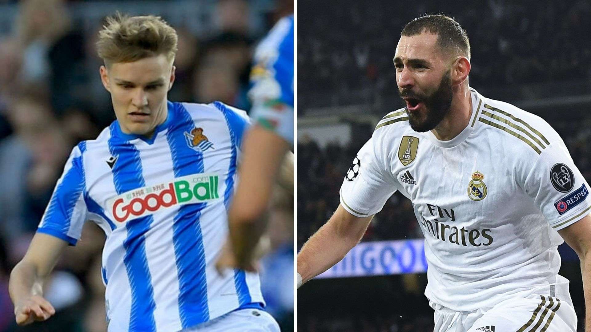 Odegaard y Benzema, Real Sociedad-Real Madrid