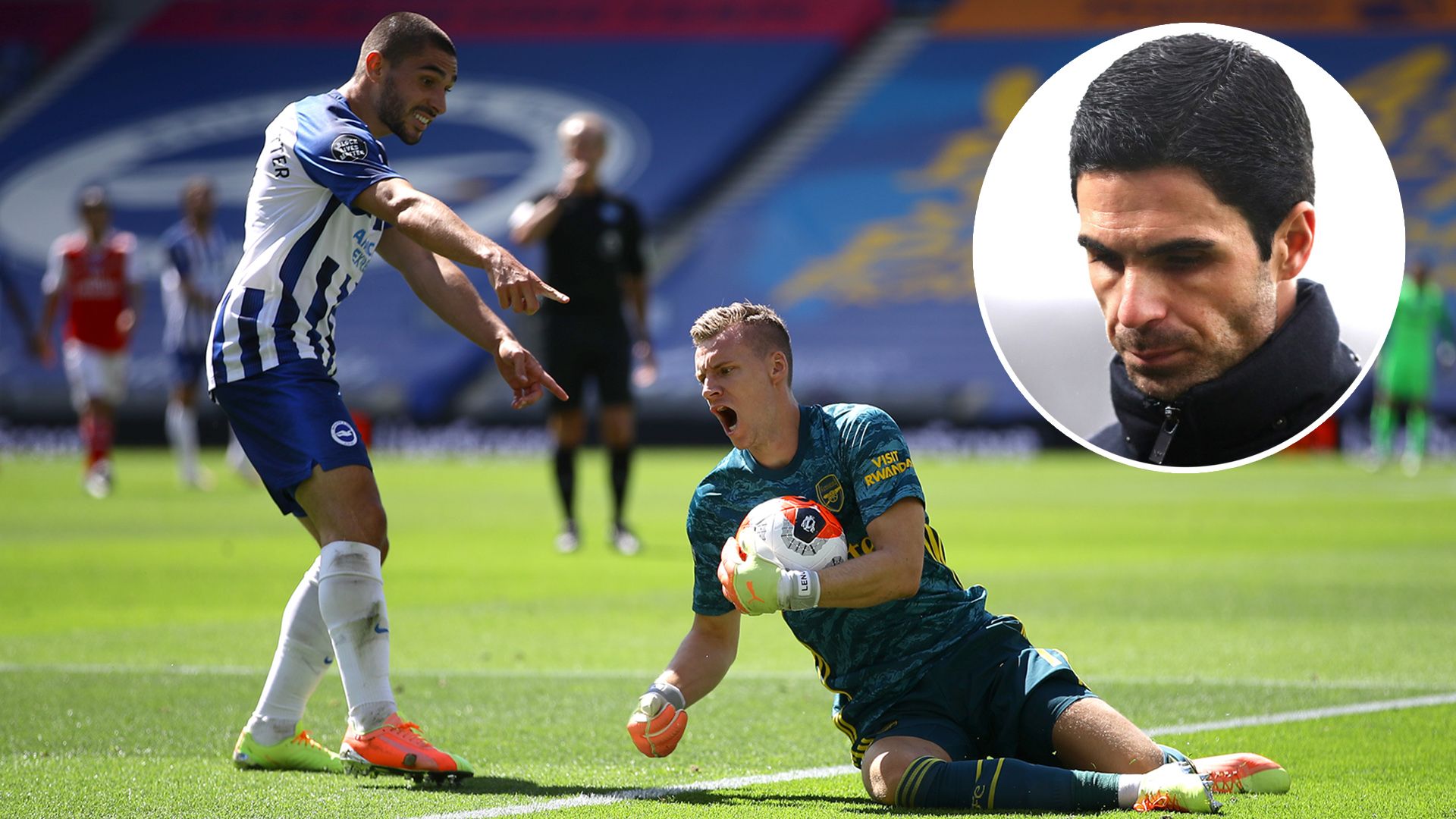 Neal Maupay Bernd Leno Mikel Arteta 2019-20