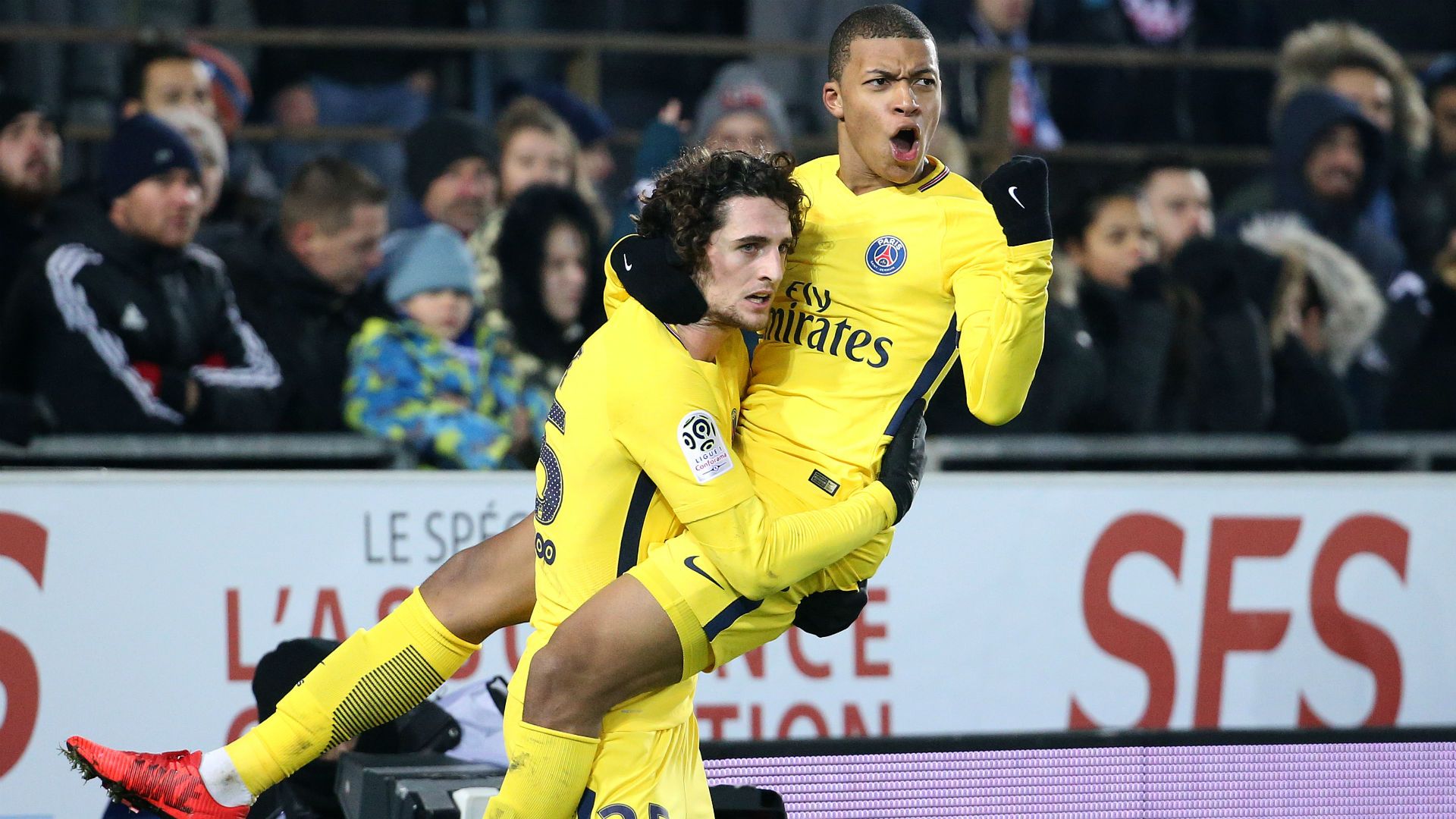 Kylian Mbappe Adrien Rabiot Strasbourg PSG Ligue 1 02122017