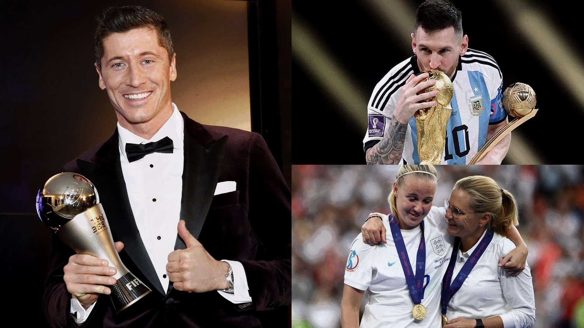 Robert Lewandowski The Best Award Lionel Messi World Cup trophy Beth Mead Sarina Wiegman Euro 2022