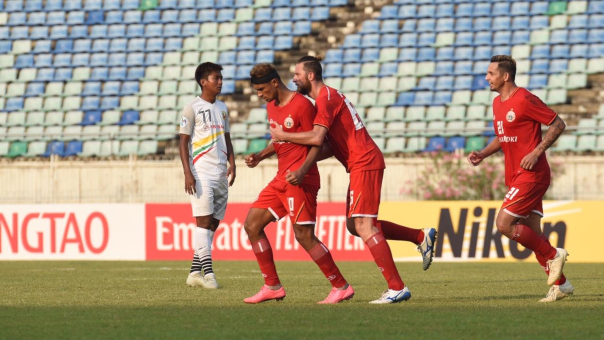 Selebrasi Bruno Matos, Steven Paulle, Silvio Escobar - Shan United vs Persija Jakarta