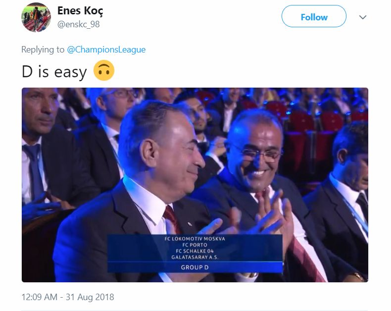 Reaction UCL 2018-19 Draw