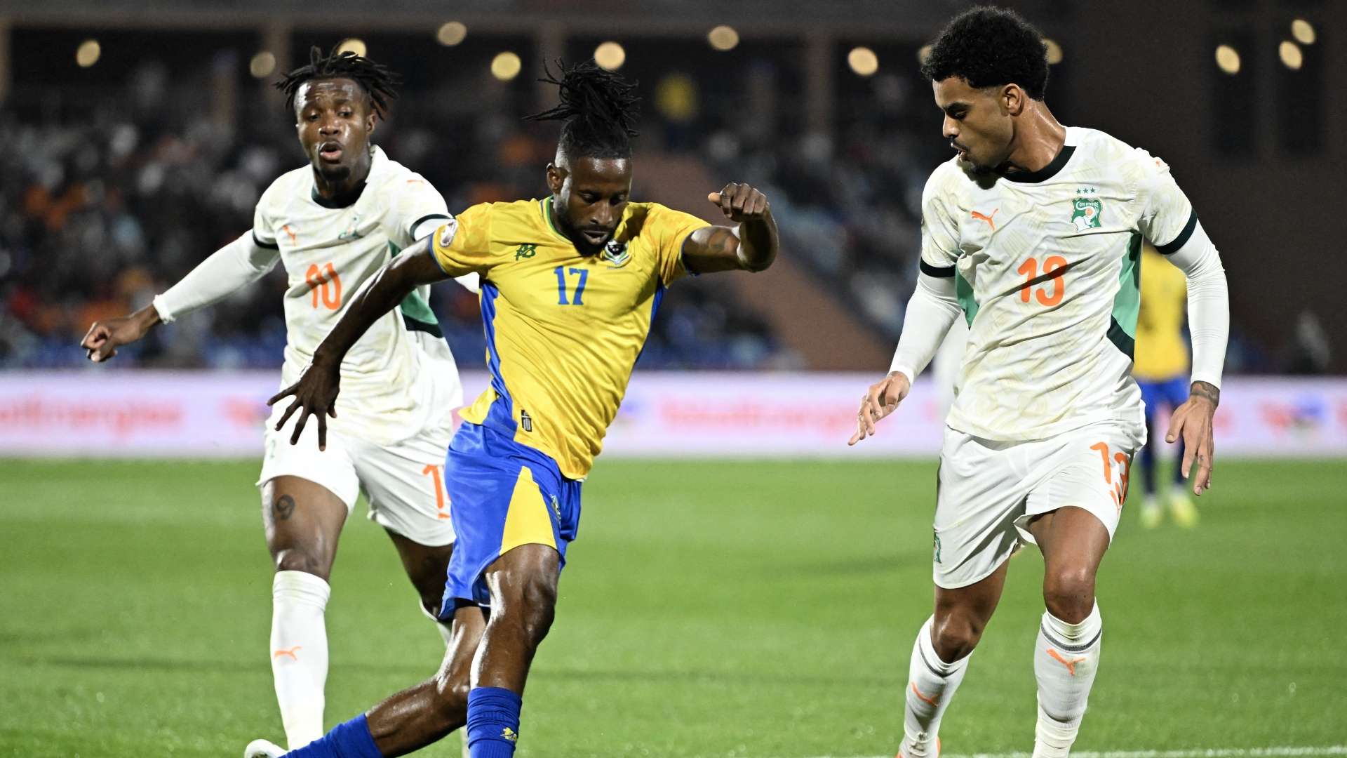 Andre Poko, Wilfried Zaha and Christopher Operi, Gabon vs Ivory Coast