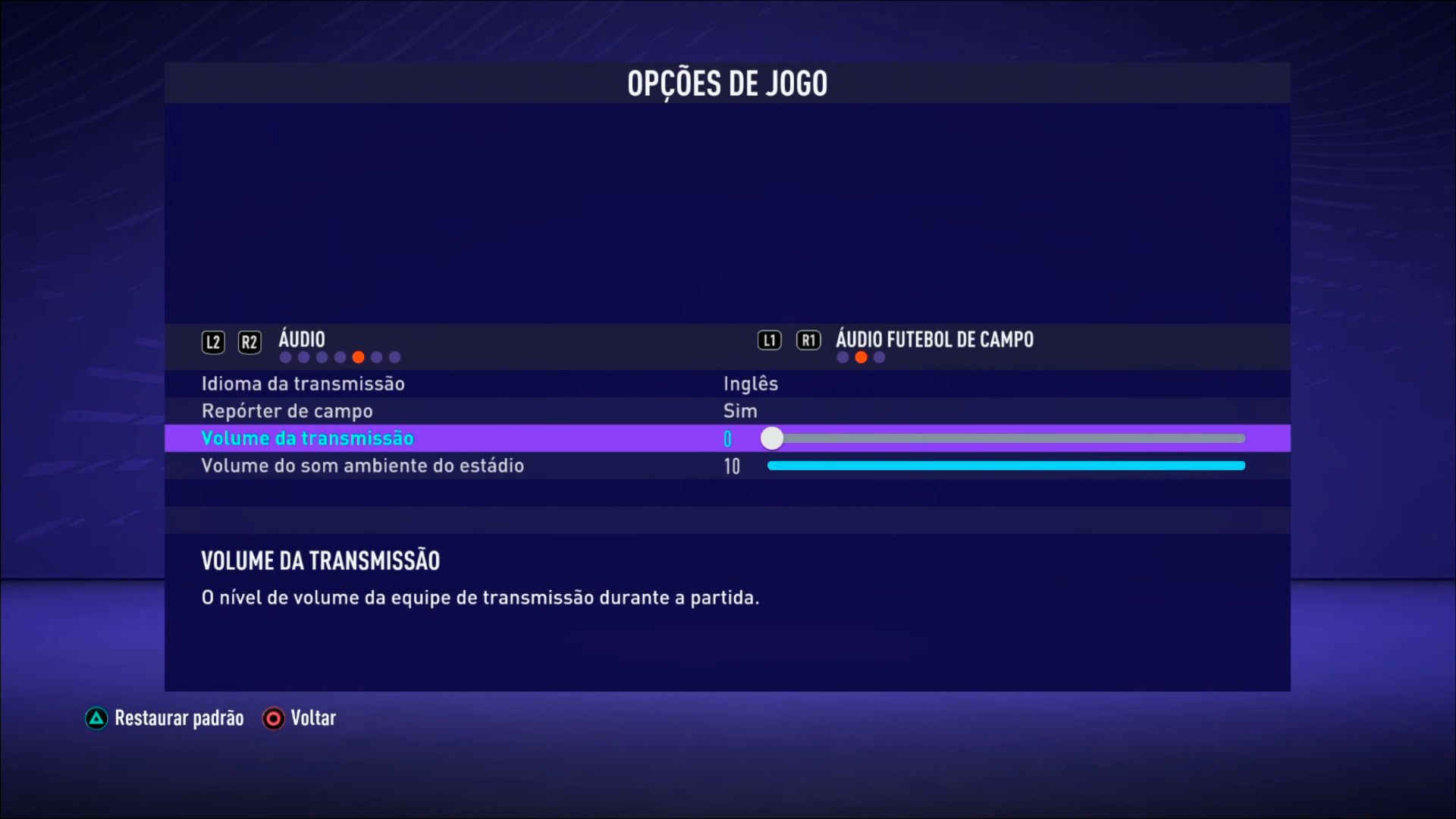 5- Mudar narração FIFA 21