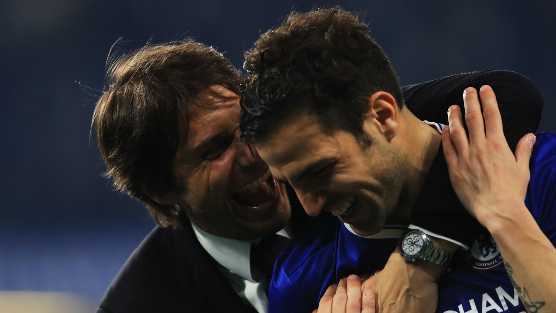Antonio Conte and Cesc Fabregas - cropped