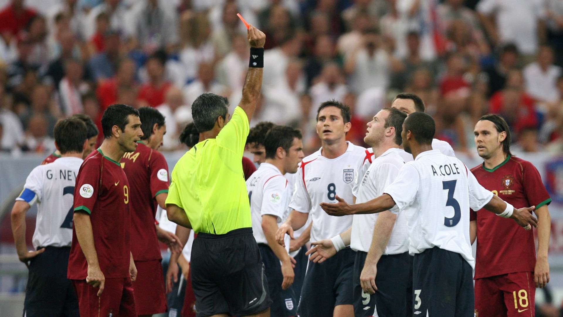 Wayne Rooney red card England vs Portugal World Cup 2006 Quarter Final