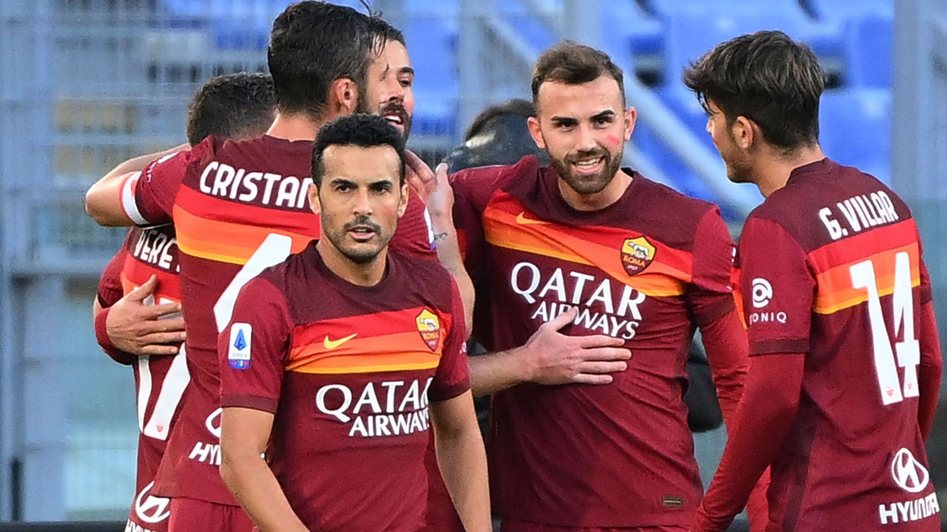 Roma celebrating Parma Serie A