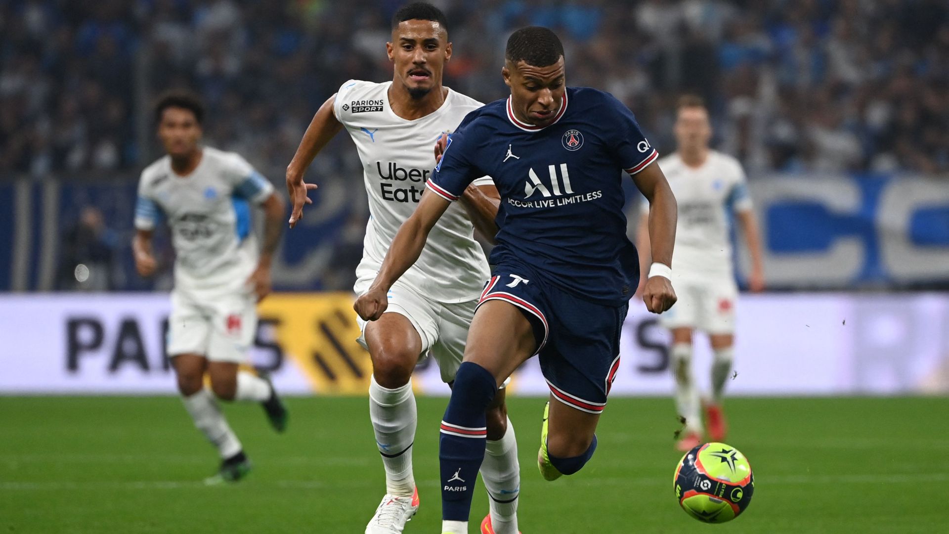 Kylian Mbappe William Saliba Marseille PSG Ligue 1 24102021