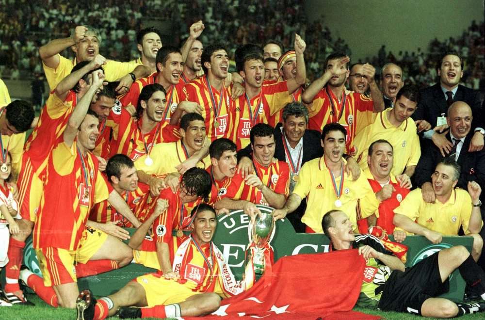 ARCHIVE: Galatasaray players celebrating trophy, UEFA Super Cup Final 2000