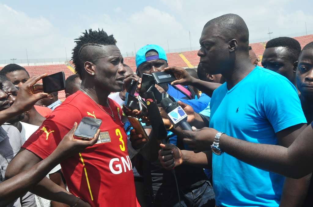 Ghana captain Asamoah Gyan in an interview with the press in Kumasi