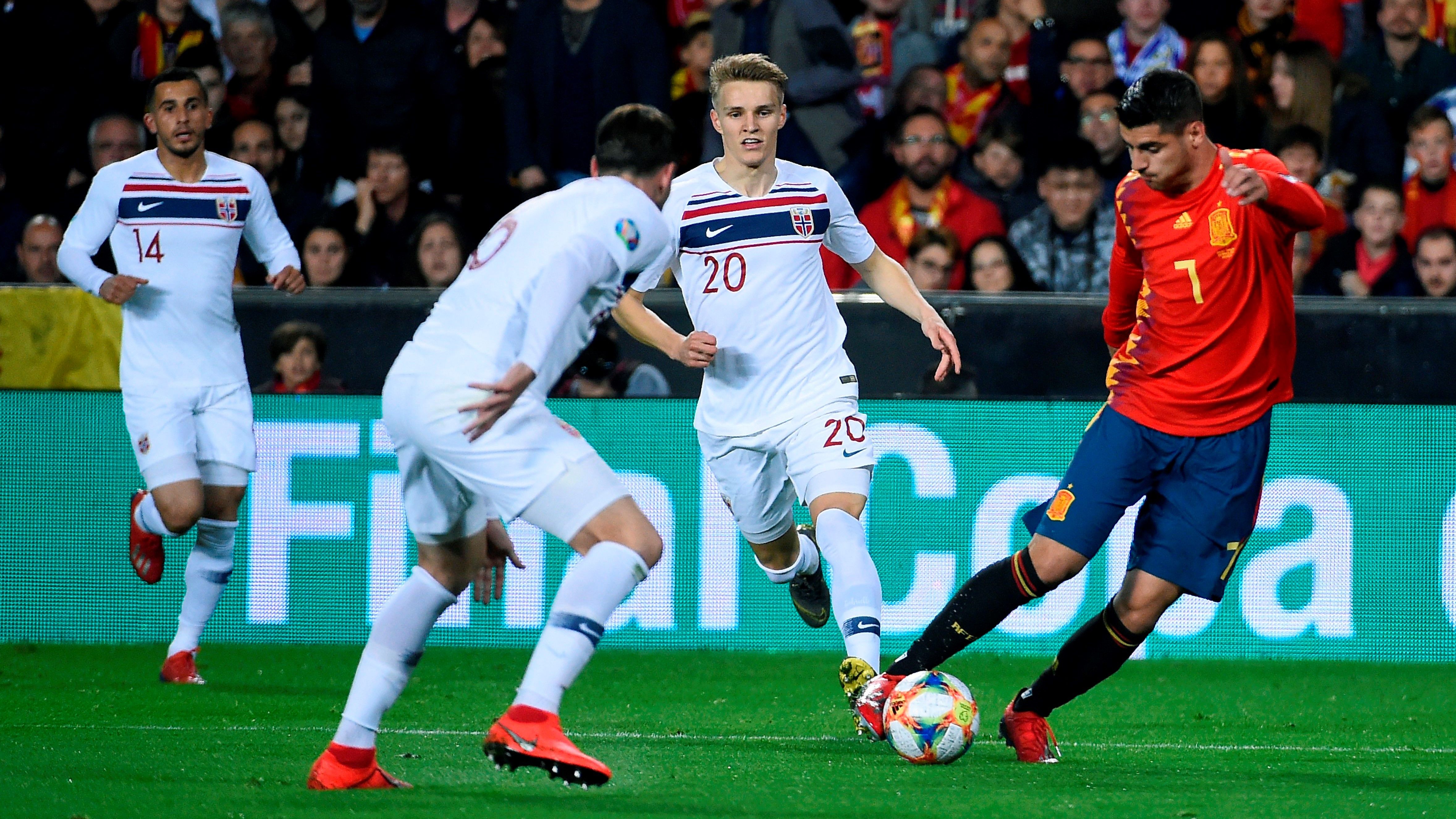 Alvaro Morata Martin Odegaard España Noruega Spain Norway EURO 23032019