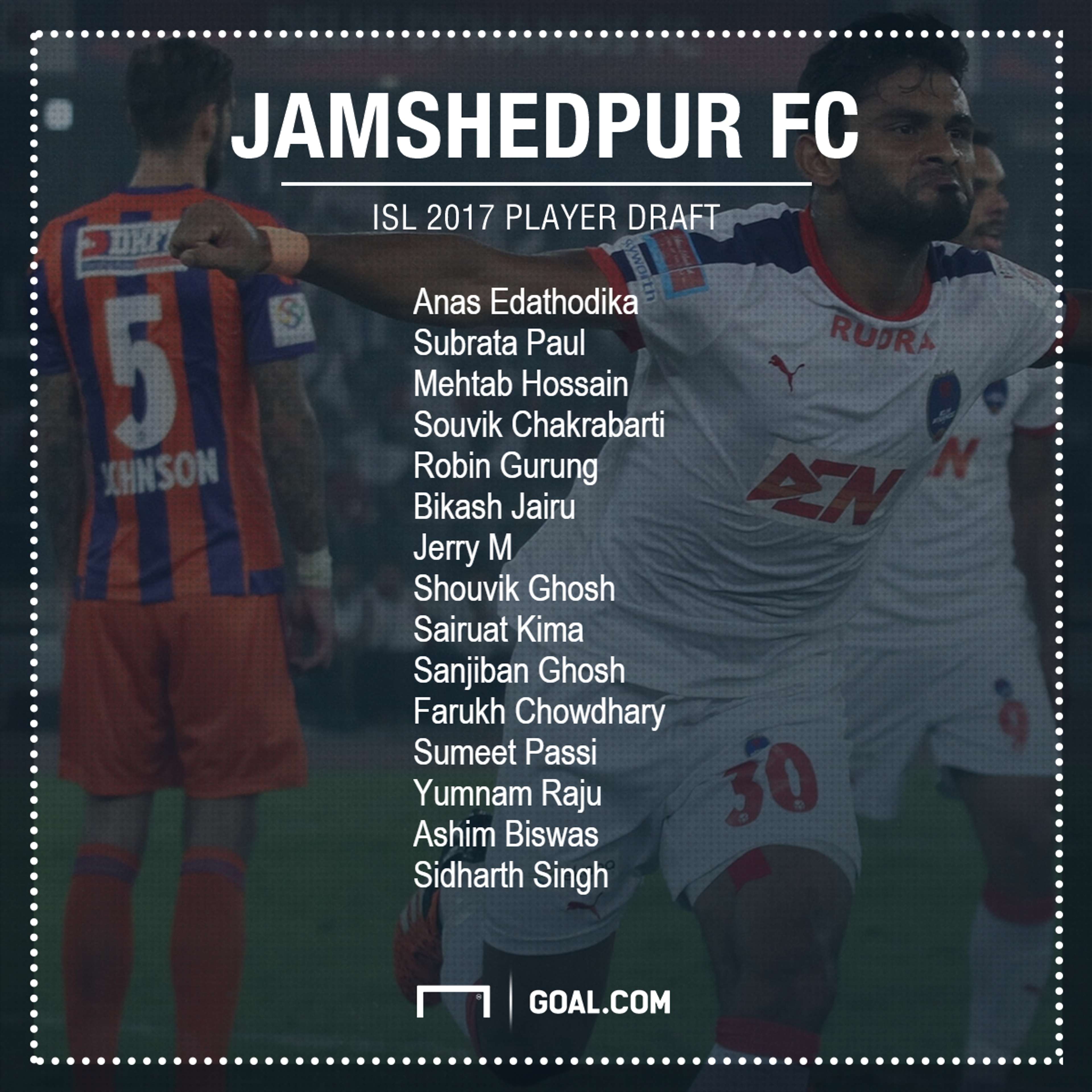 Jamshedpur FC ISL 2017 Player Draft