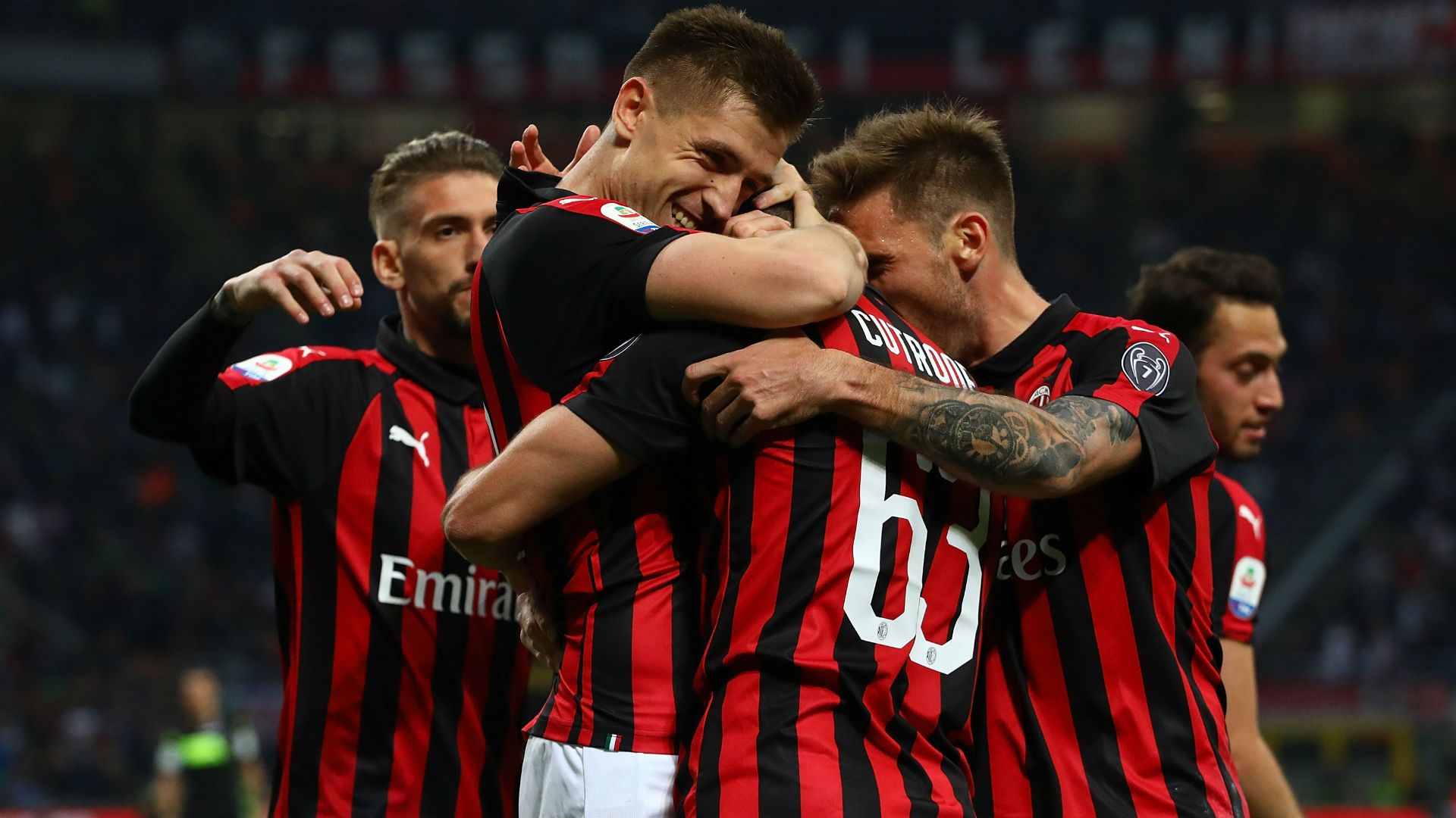 Milan celebrating Milan Udinese Serie A