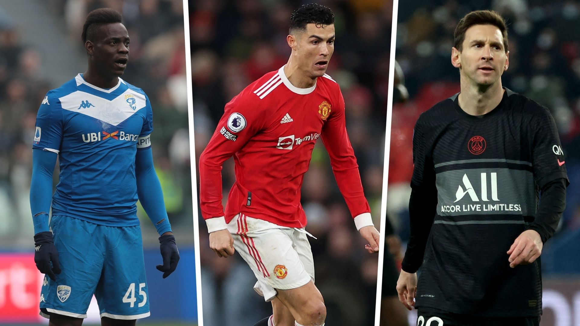 Balotelli, Messi, Ronaldo