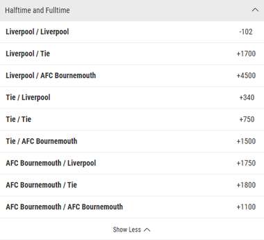 half time/full time soccer betting