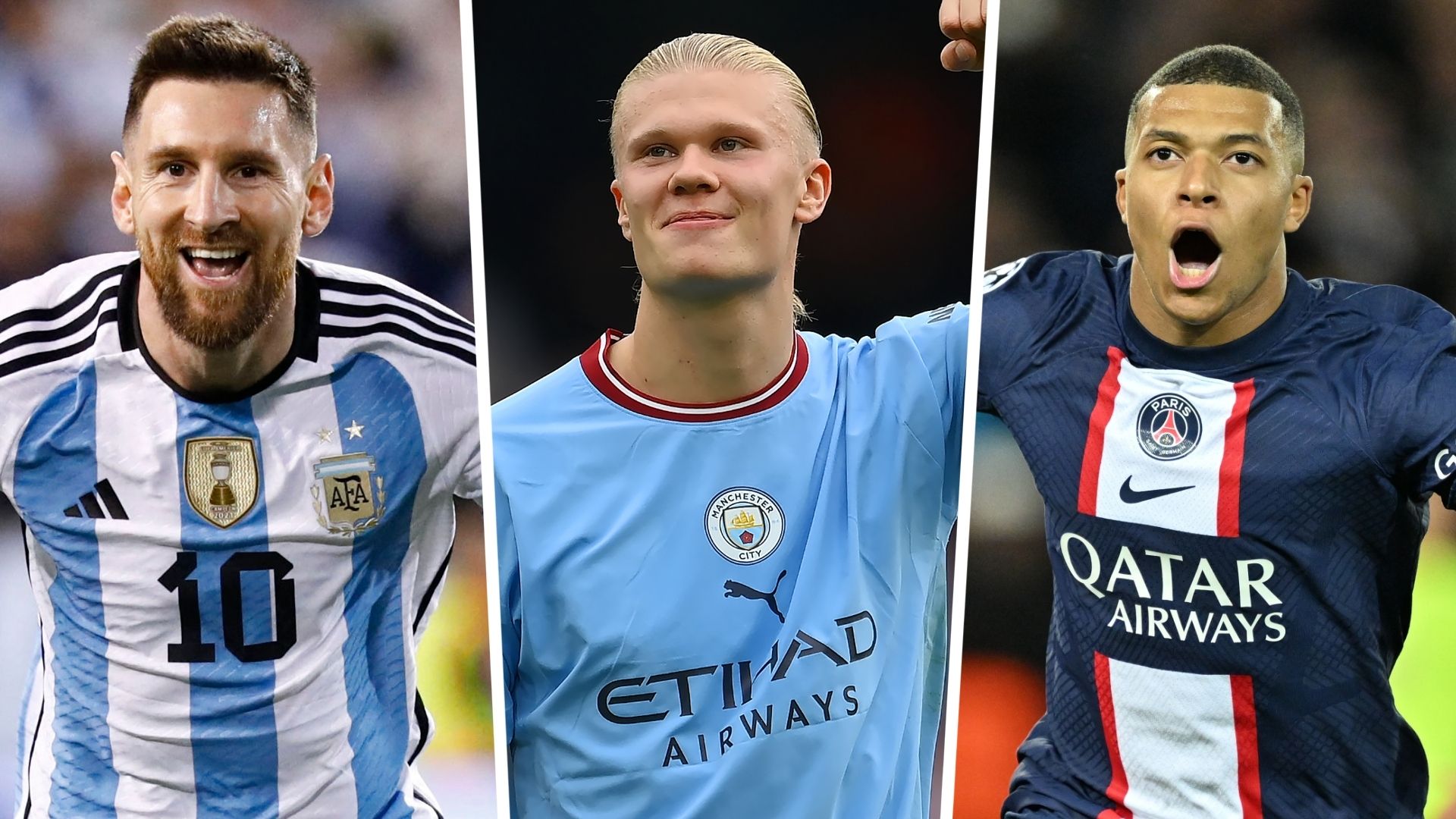 Messi Haaland Mbappe GFX