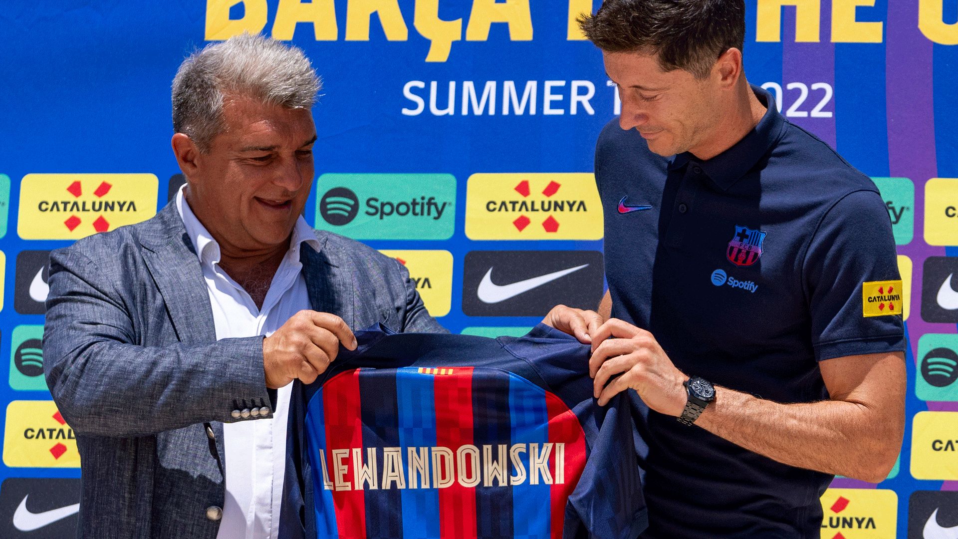Laporta Lewandowski FC Barcelona 2022
