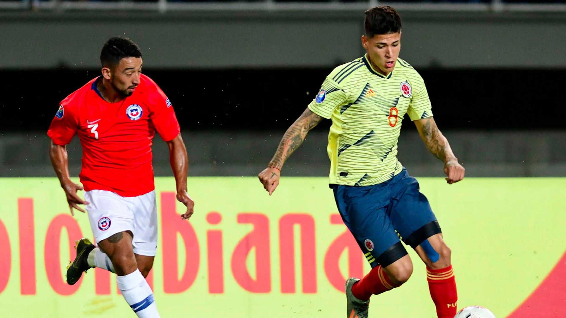 Colombia Chile  Adrian Cuadra Jorge Carrascal Preolímpico 2020