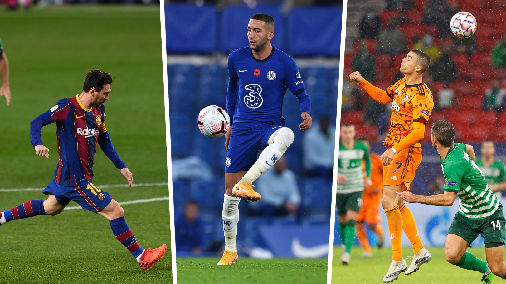 Ziyech, Messi, Ronaldo three-way-split