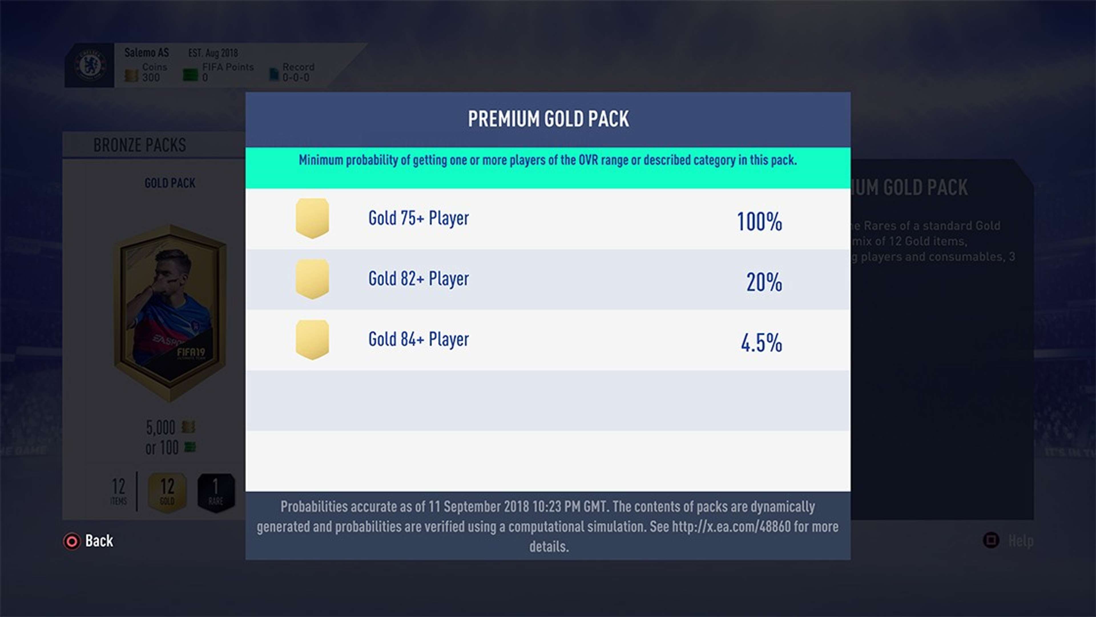 FIFA 19 Pack Odds