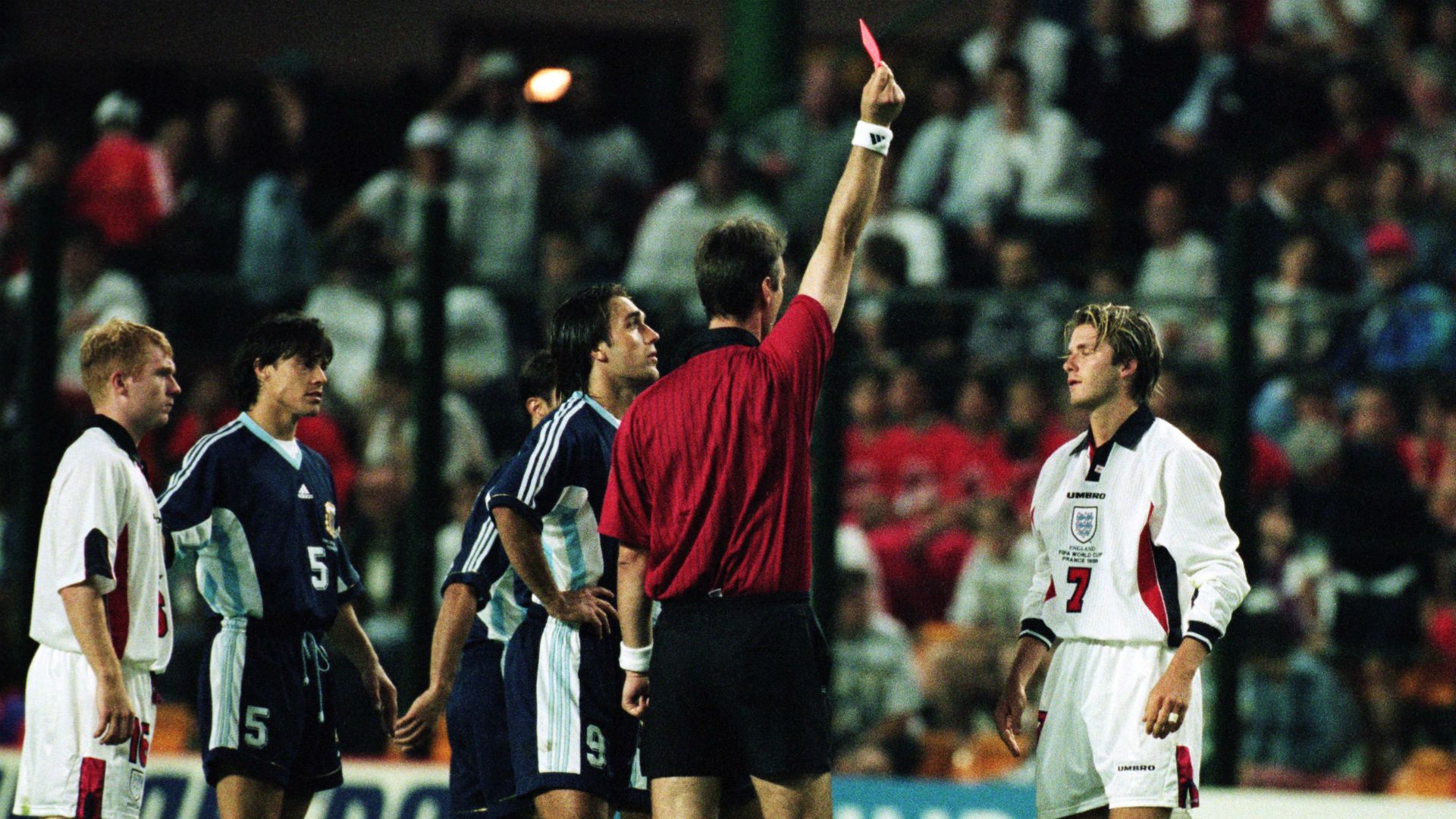 David Beckham England Argentina red card 1998 World Cup
