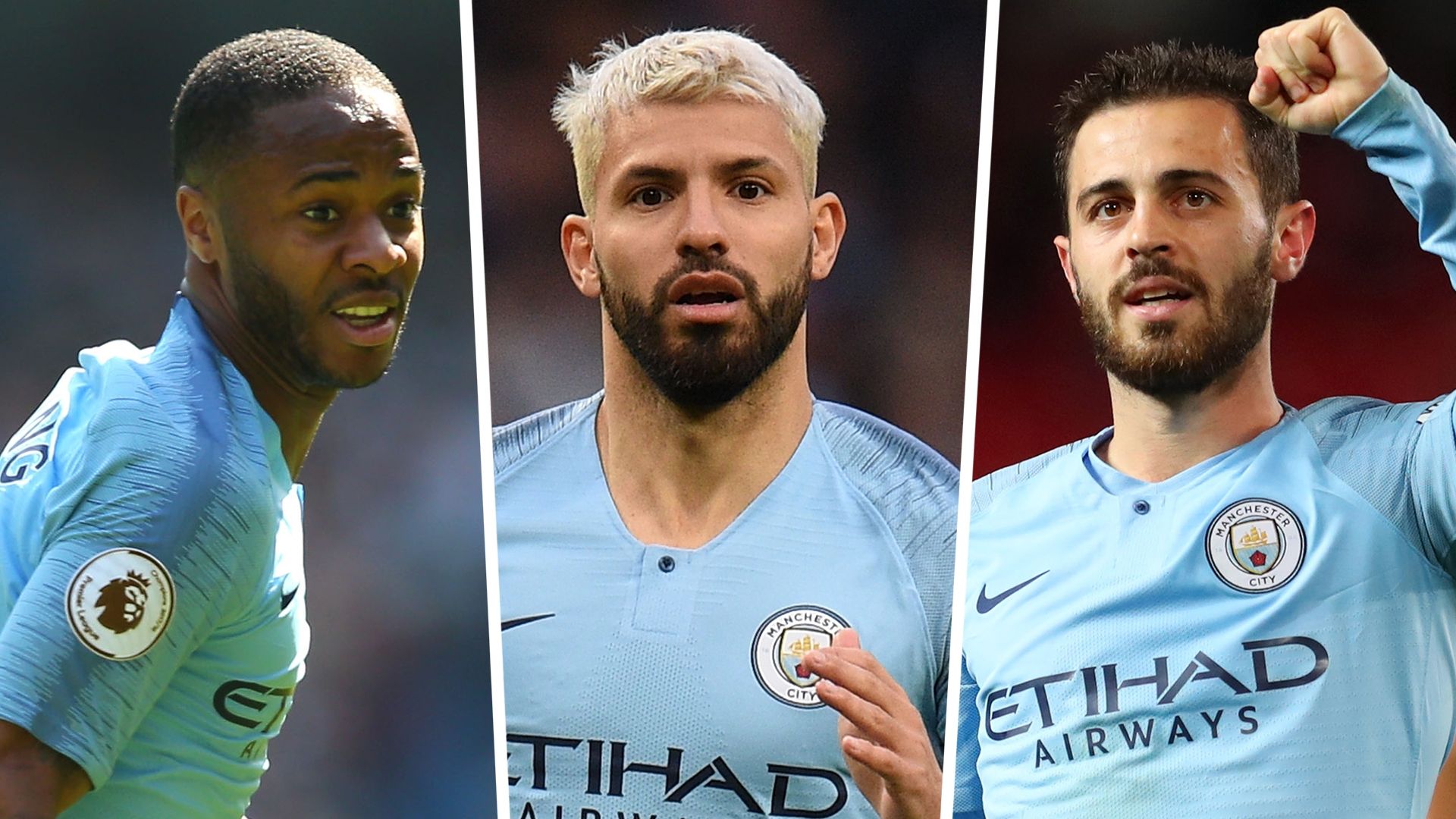 Raheem Sterling Sergio Aguero Bernardo Silva Manchester City