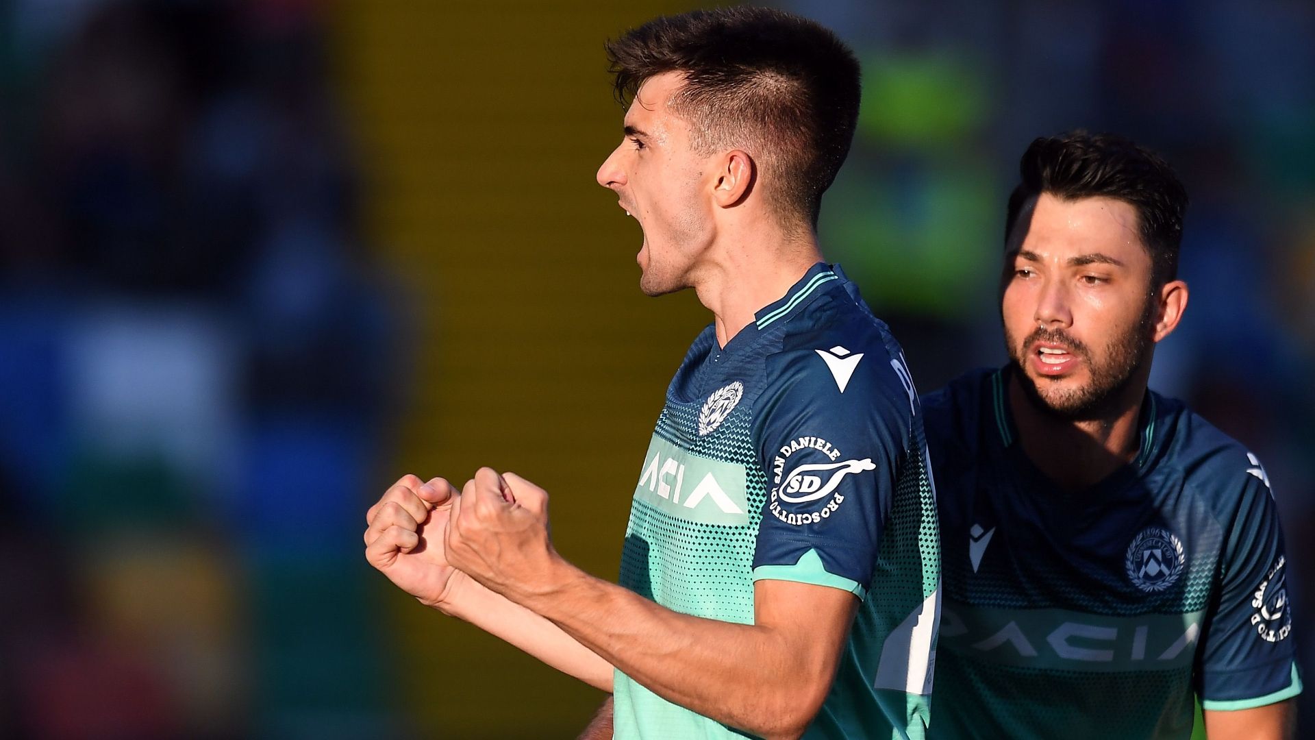 Pussetto Udinese celebrating Venezia Serie A