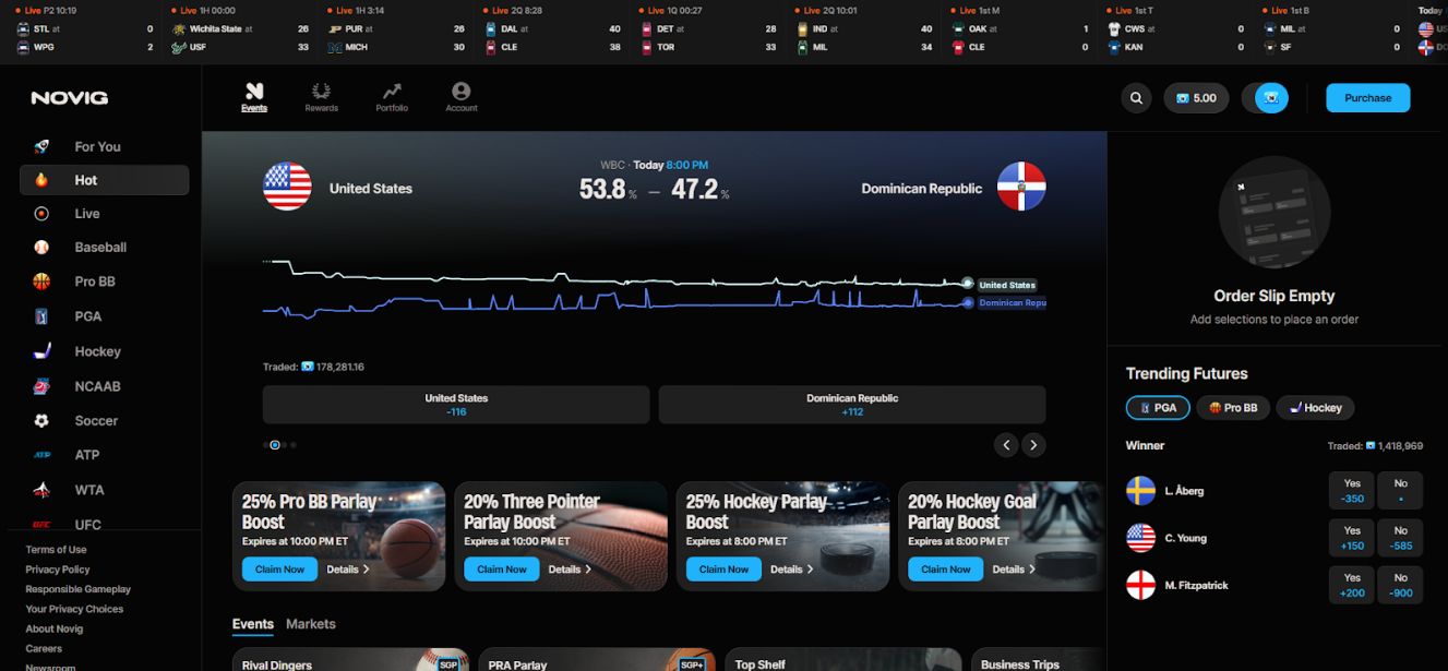 novig sports trading