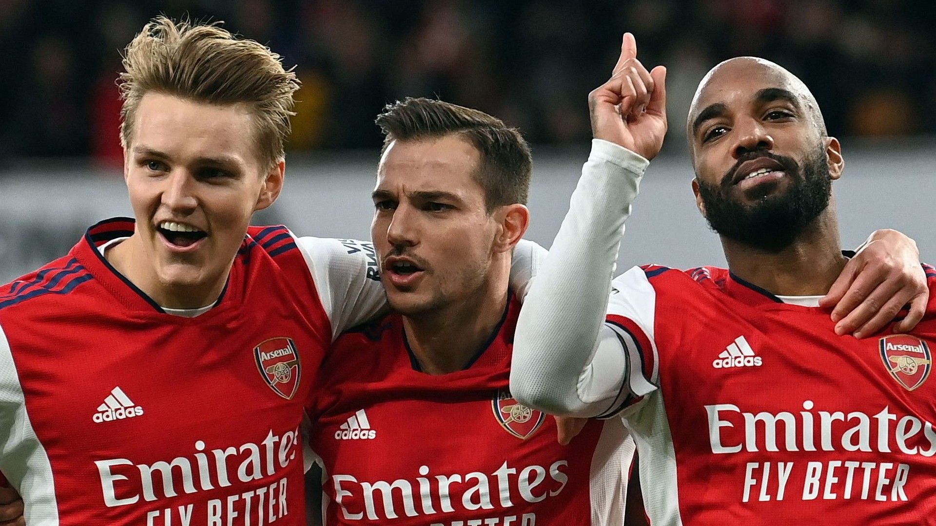 Martin Odegaard Cedric Alexandre Lacazette Arsenal 2021-22