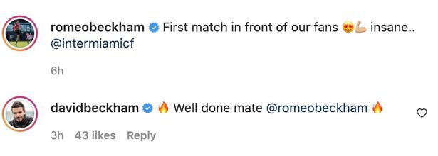 David Beckham Romeo Beckham message debut