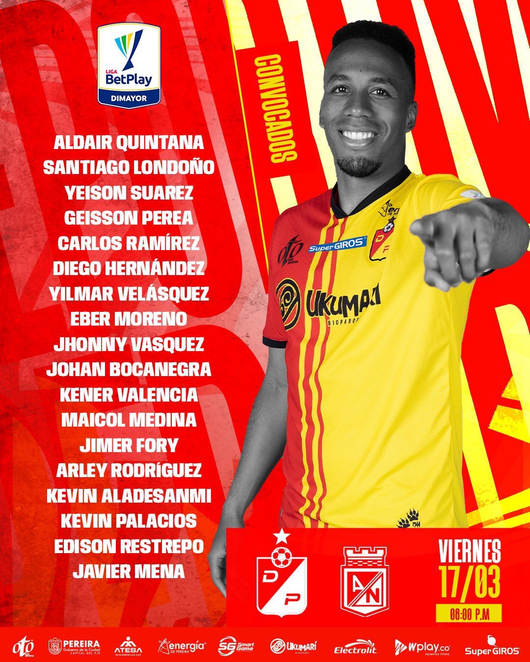 Convocados Pereira Fecha 9 Liga BetPlay 2023 I