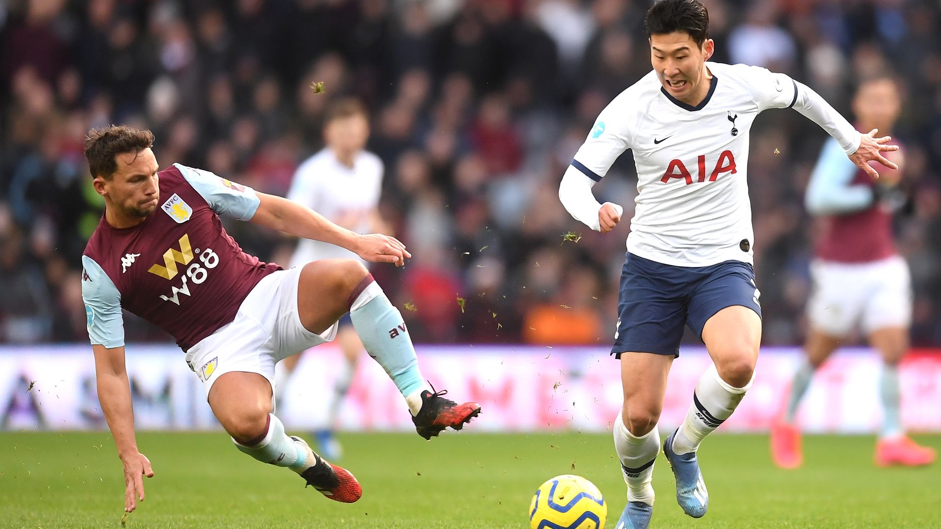 Danny Drinkwater (Aston Villa) y Heung-Min Son (Tottenham)