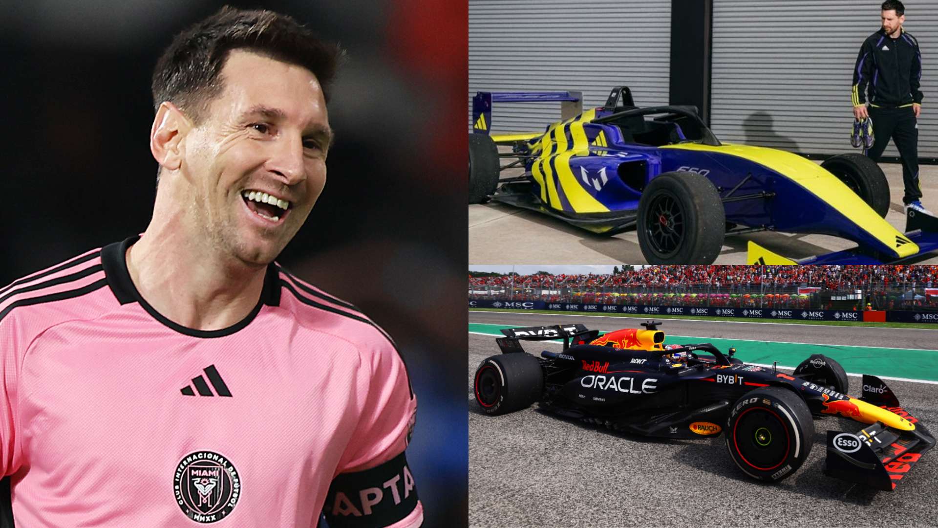 Lionel Messi adidas F1 car Max Verstappen
