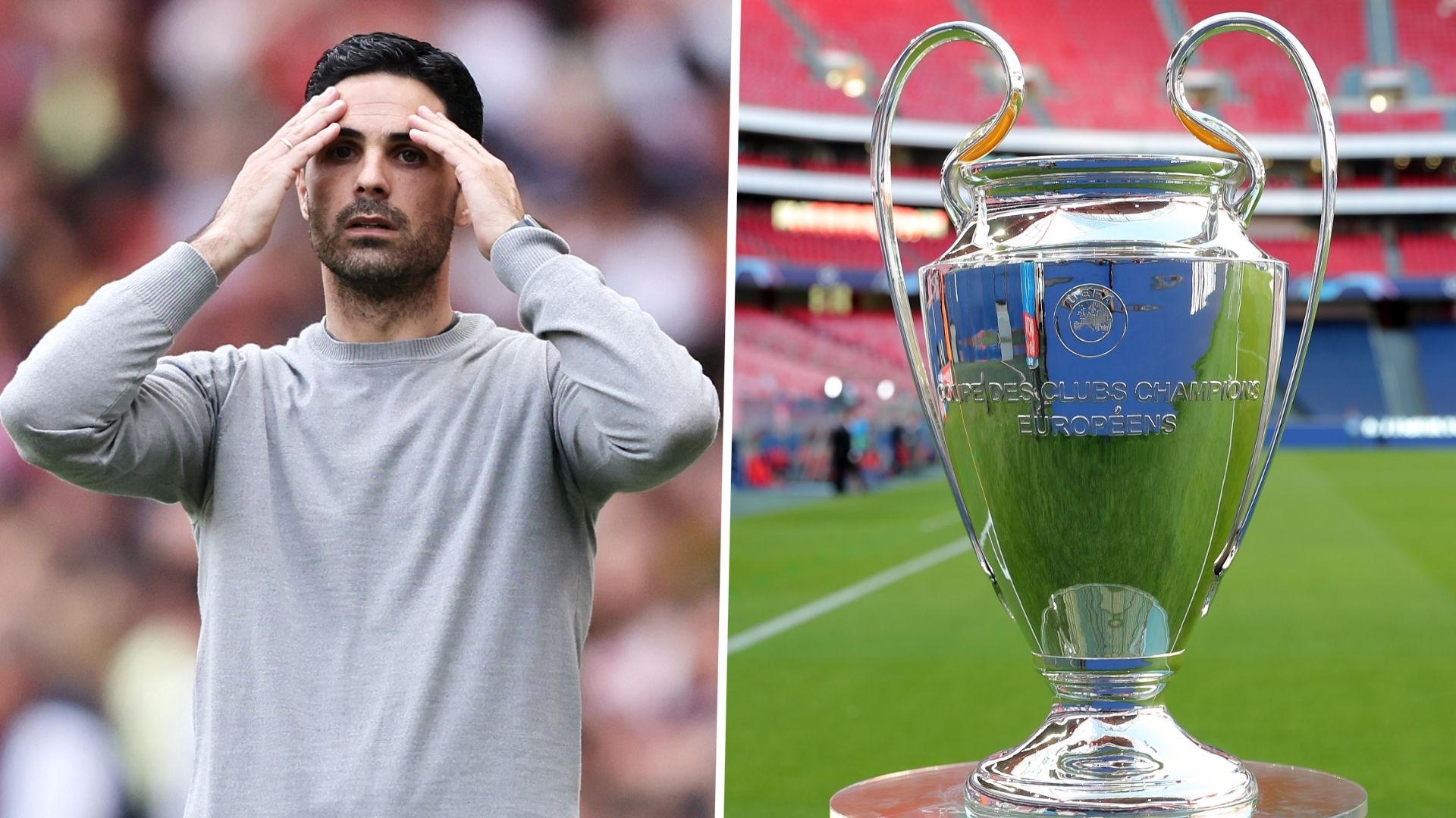 Mikel Arteta Arsenal Champions League trophy 2021-22