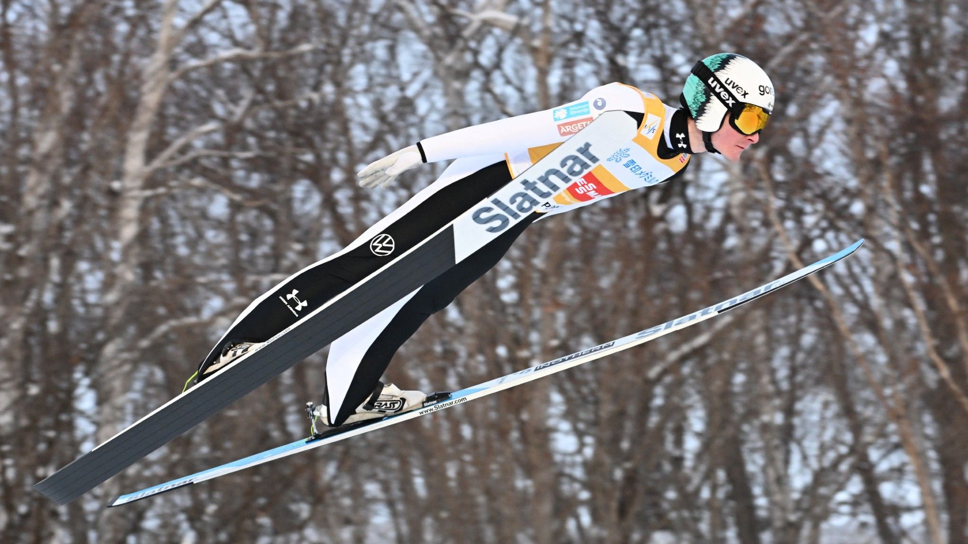 Slovenia's Domen Prevc performs his first jump