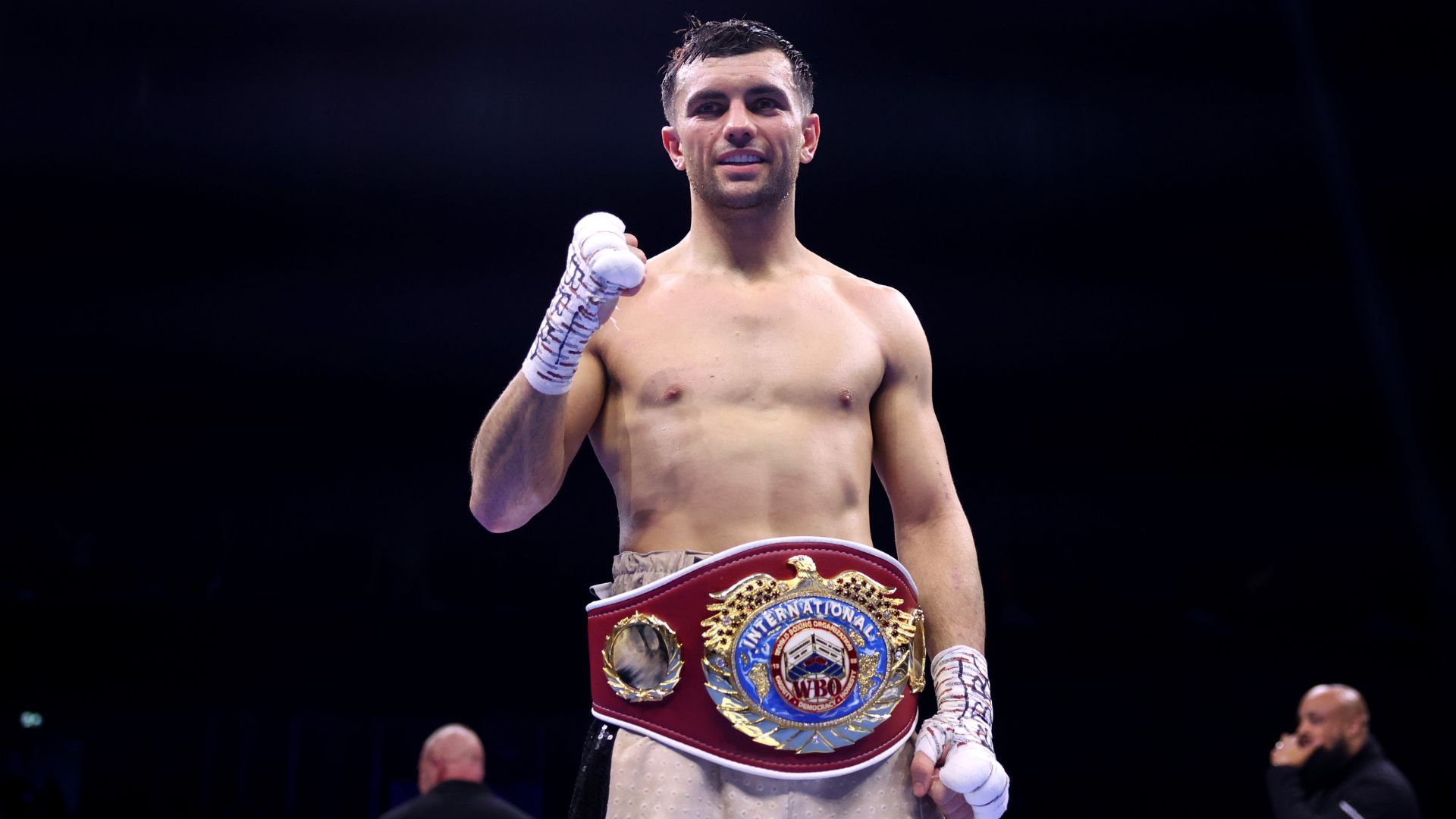 Jack Catterall celebrates his victory