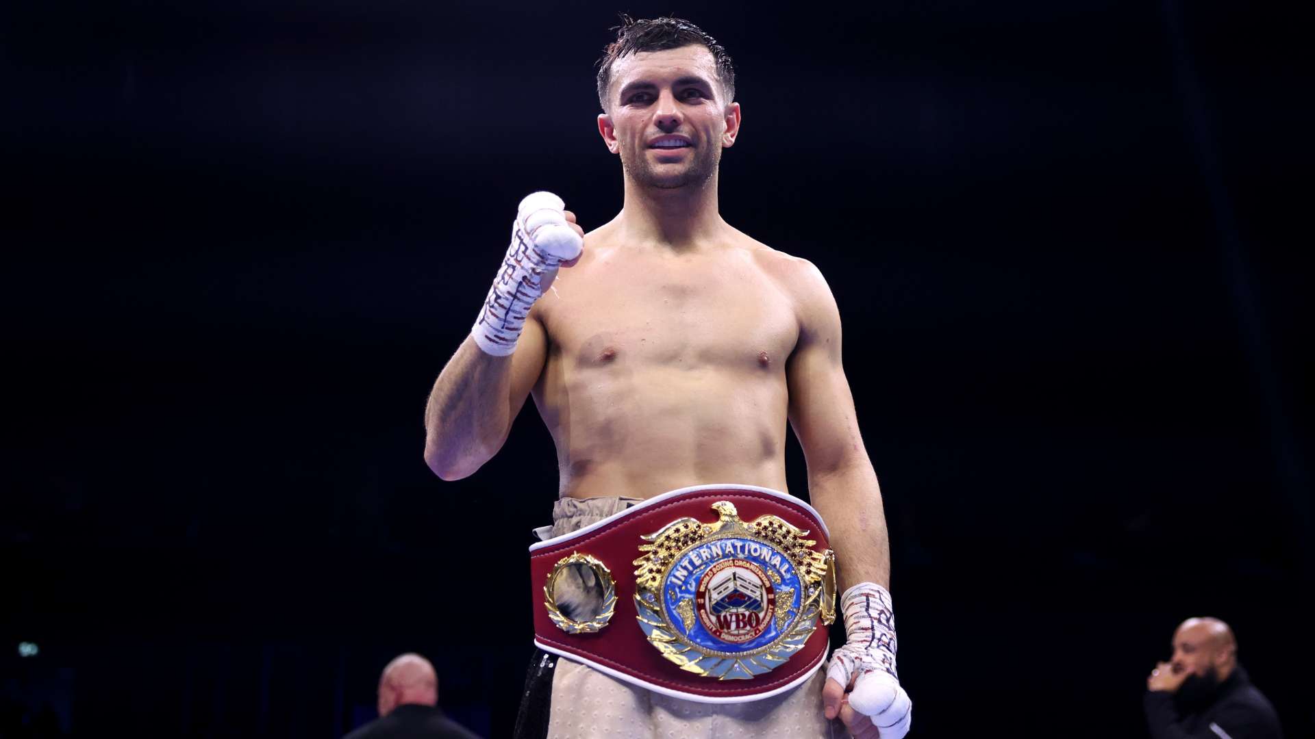 Jack Catterall celebrates his victory