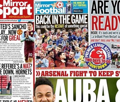 newspapers 15 June embed only Mirror