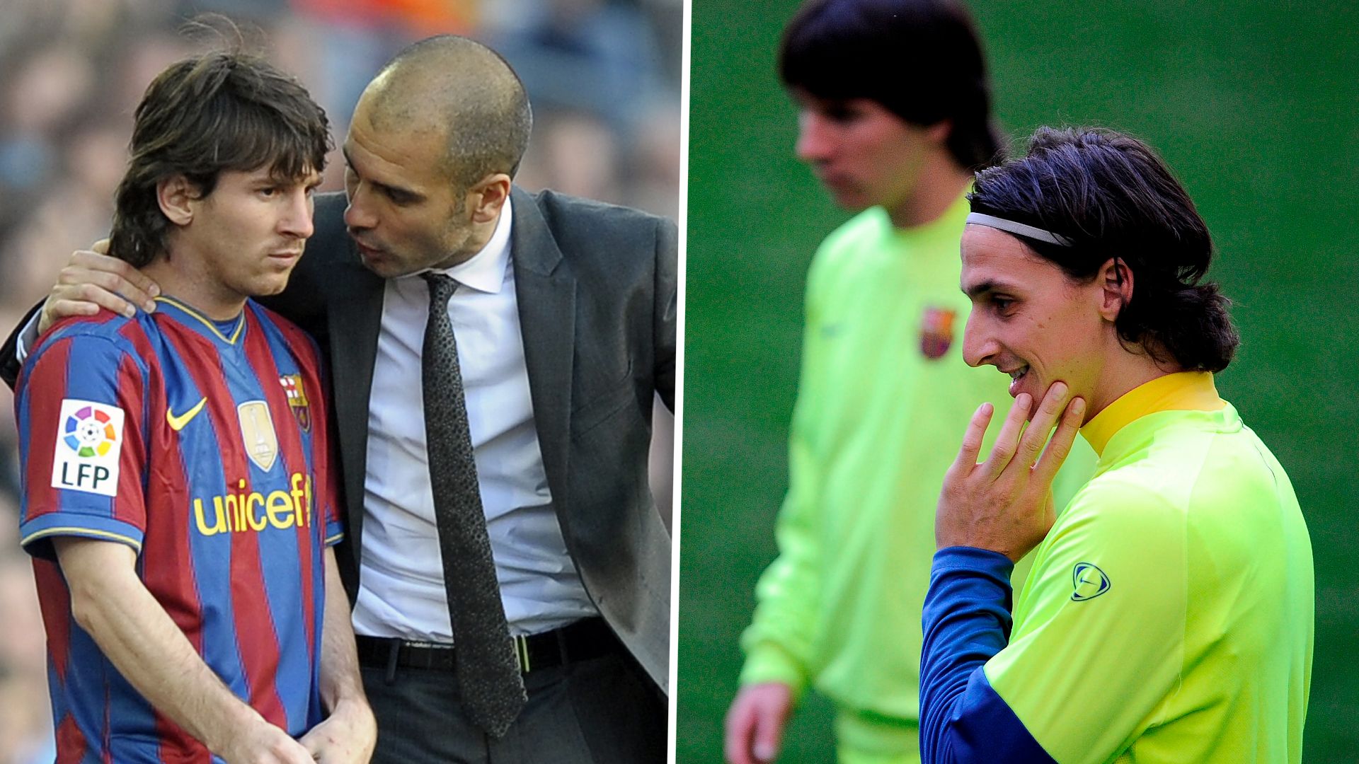 Lionel Messi Zlatan Ibrahimovic Pep Guardiola Barcelona
