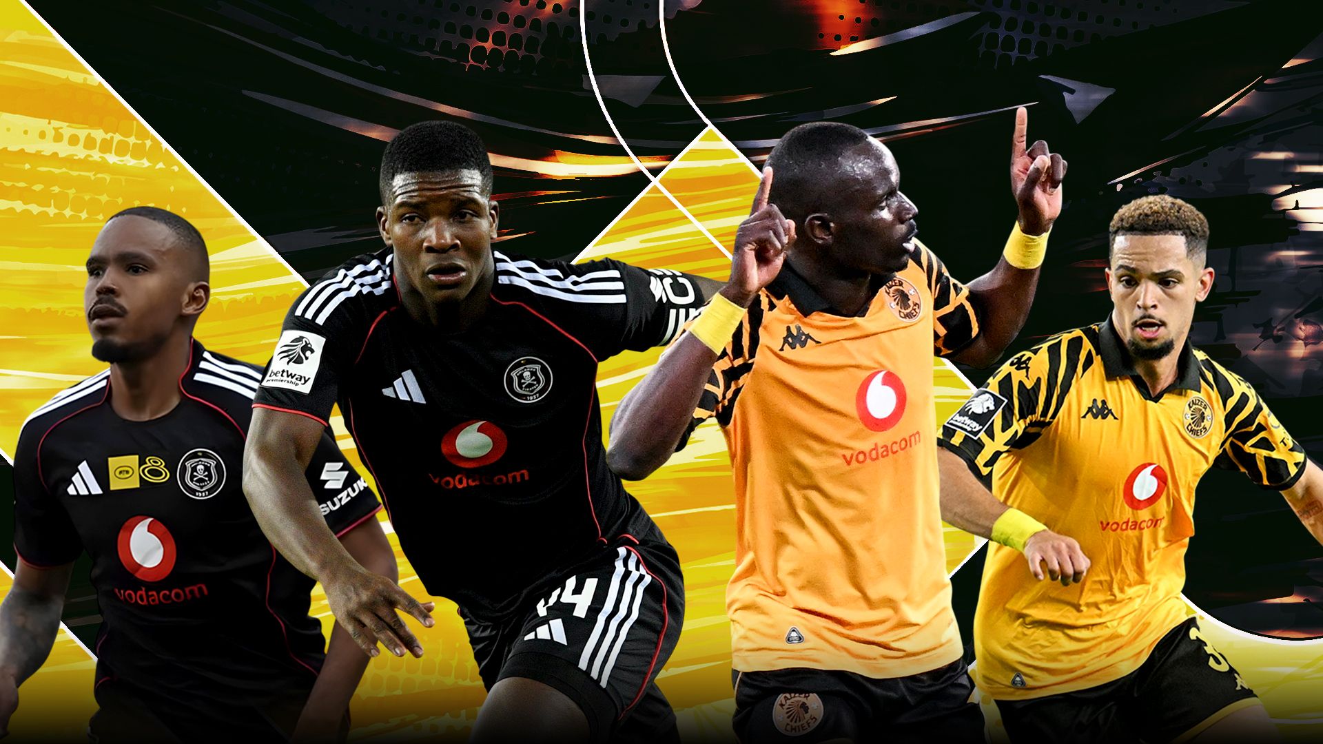 Mbekezeli Mbokazi & Oswin Appollis of Orlando Pirates, Flávio Silva & Aden McCarthy of Kaizer Chiefs 16-9